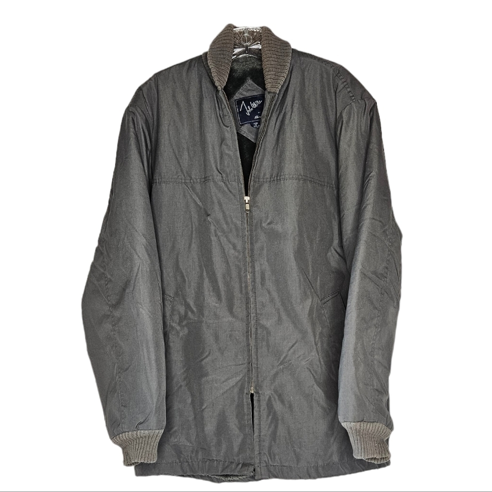 John Weitz by Aberdeen men's zip front bomber style jacket knit sleeve cuffs